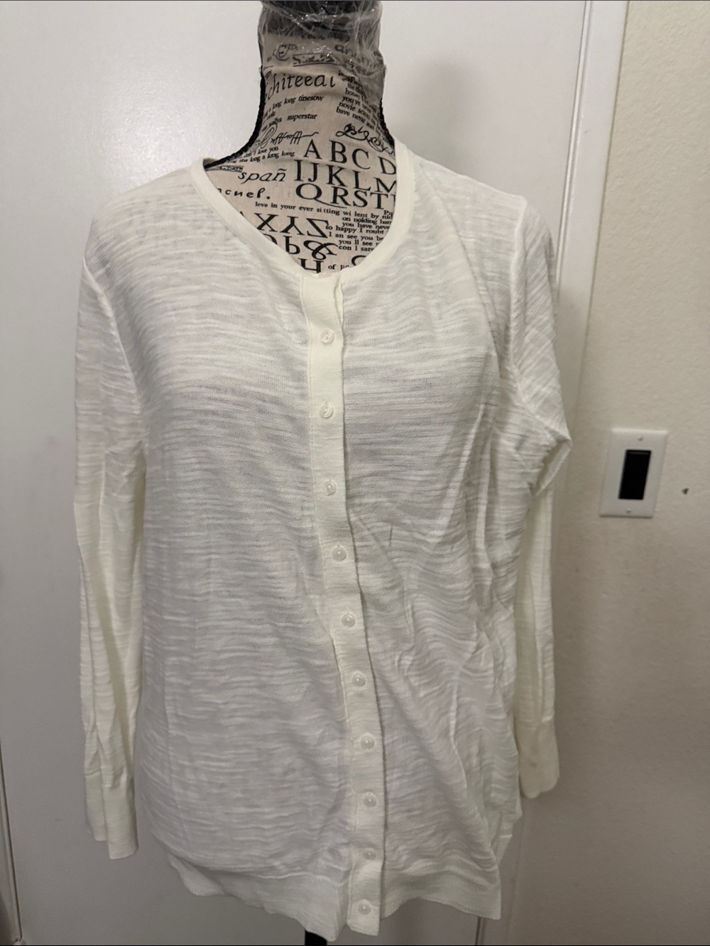 LOFT White Lightweight Button-Up Cardigan
